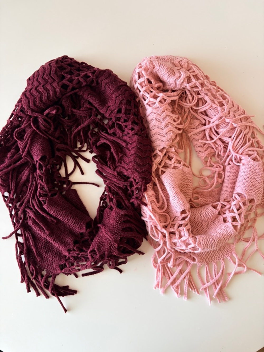 2 Vans Soft Knit Fringe Infinity Scarves